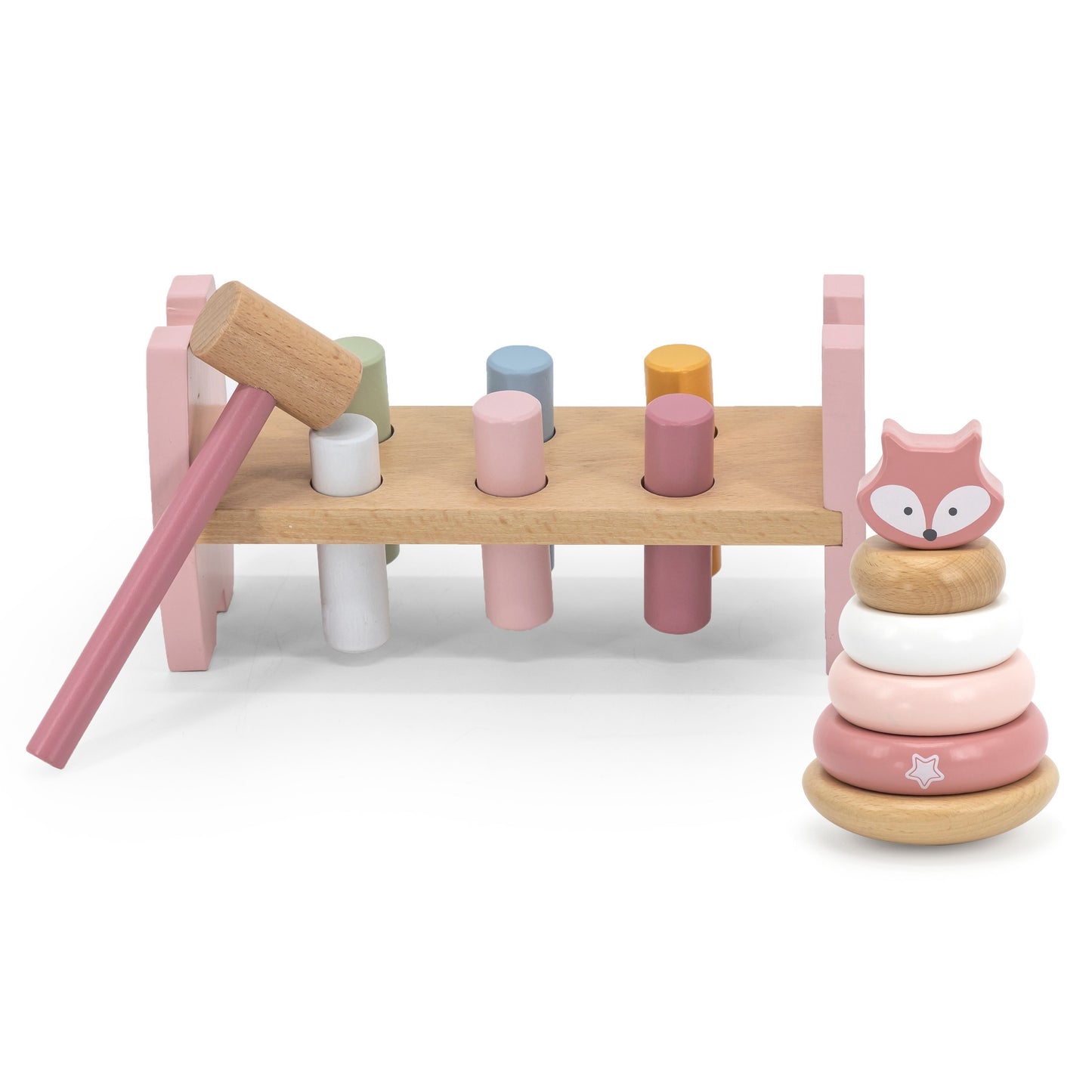 Wooden Pyramid + Punching Hammer Set - Fox