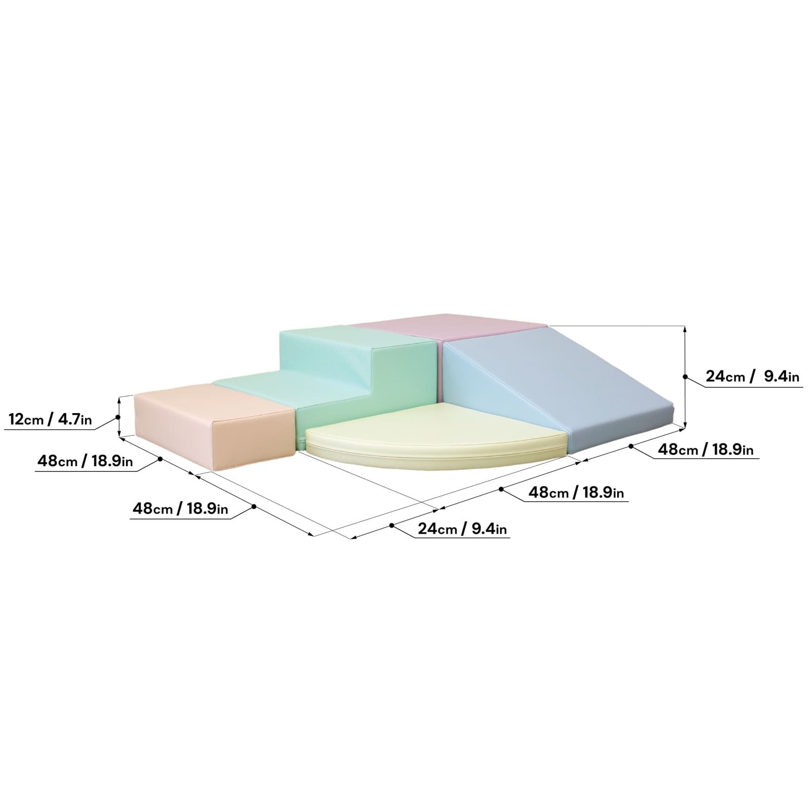 Soft Play 5 Foam Block Set - Light Pastel Corner Climber