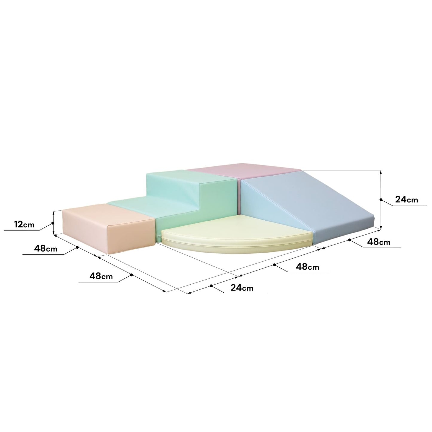Soft Play 5 Foam Block Set - Light Pastel Corner Climber