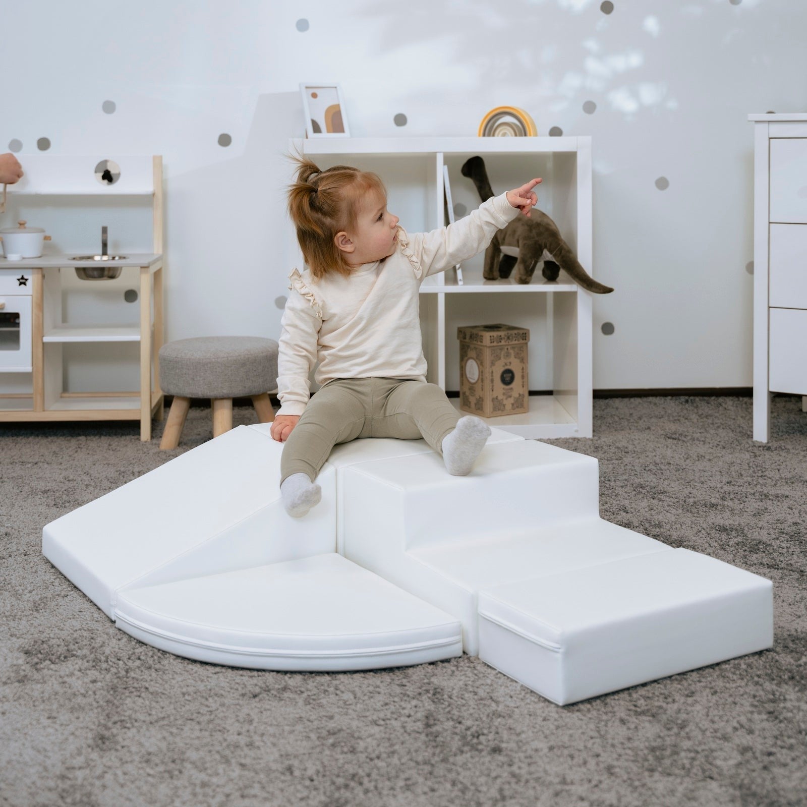 Soft Play 5 Foam Block Set - White Corner Climber