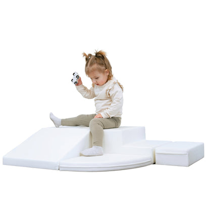 Soft Play 5 Foam Block Set - White Corner Climber