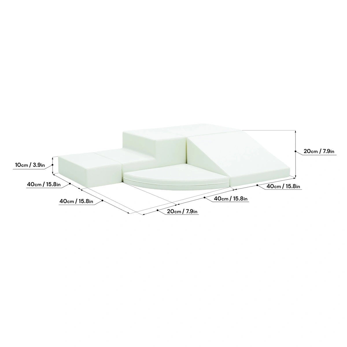Soft Play 5 Foam Block Set - White Corner Climber
