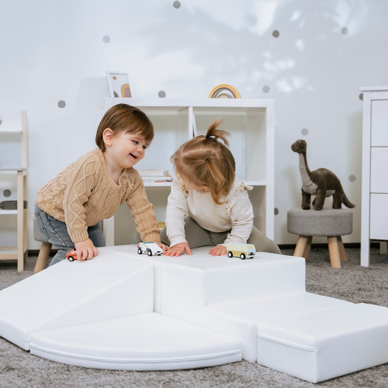 Soft Play 5 Foam Block Set - White Corner Climber