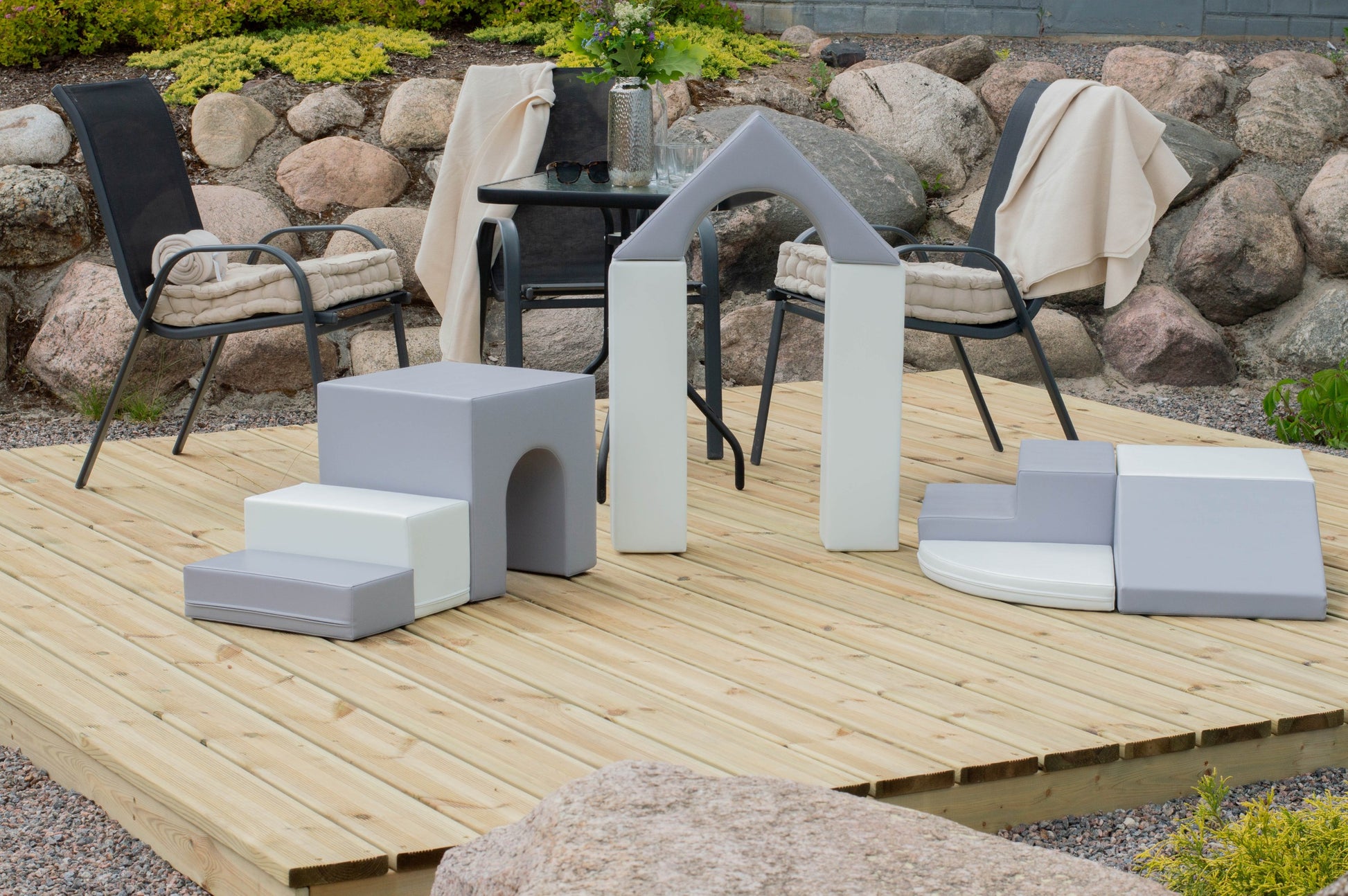 Soft Play 10 Foam Block Set - Grey & White Creativity