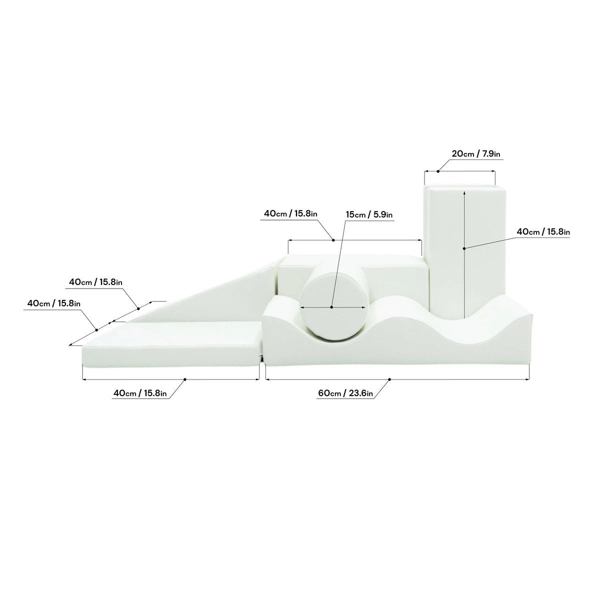 Soft Play 7 Foam Block Set - White Discoverer