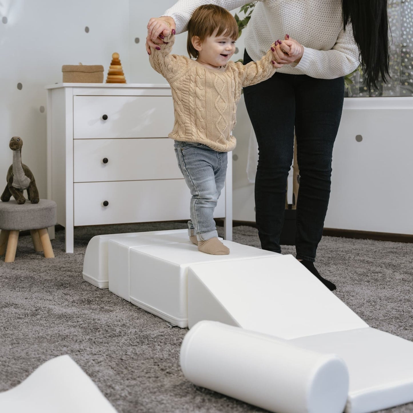 Soft Play 7 Foam Block Set - White Discoverer