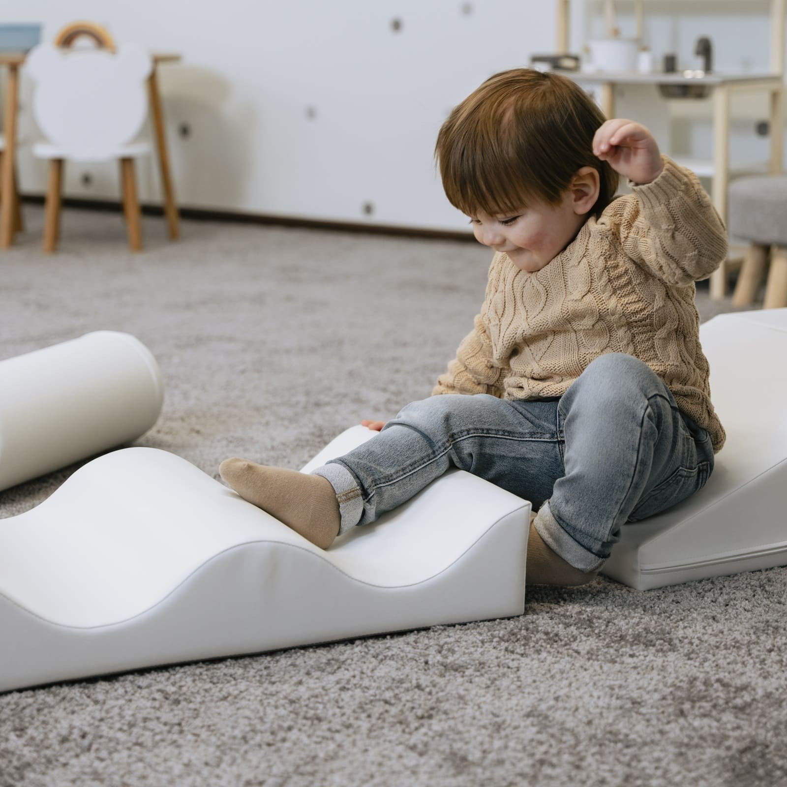 Soft Play 7 Foam Block Set - White Discoverer