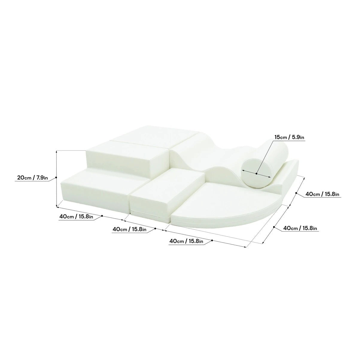 Soft Play 6 Foam Block Set - White Explorer