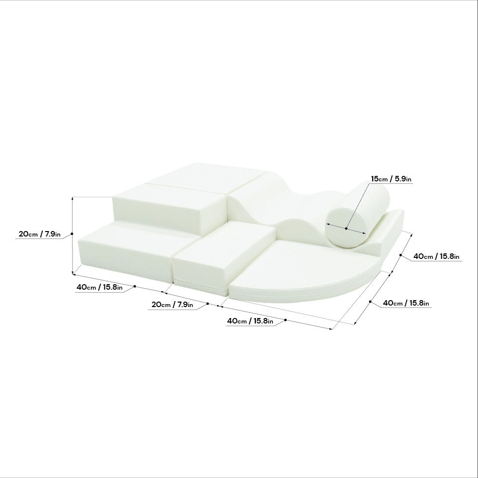Soft Play 6 Foam Block Set - White Explorer
