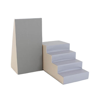 Soft Play Step and Slide Set - Beige and Grey