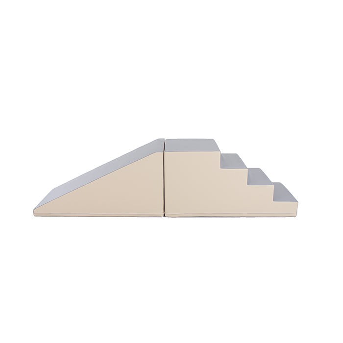 Soft Play Step and Slide Set - Beige and Grey