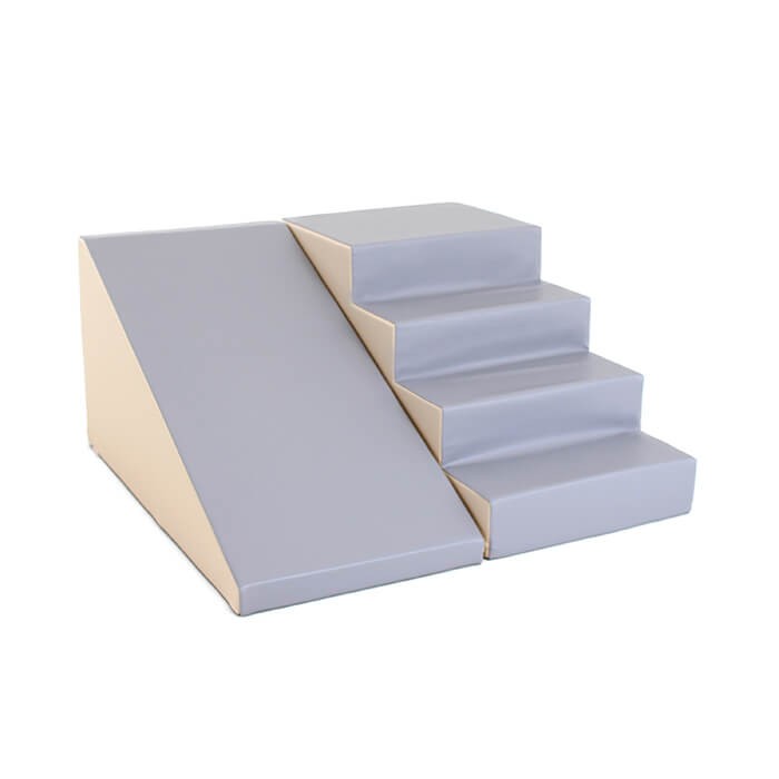 Soft Play Step and Slide Set - Beige and Grey