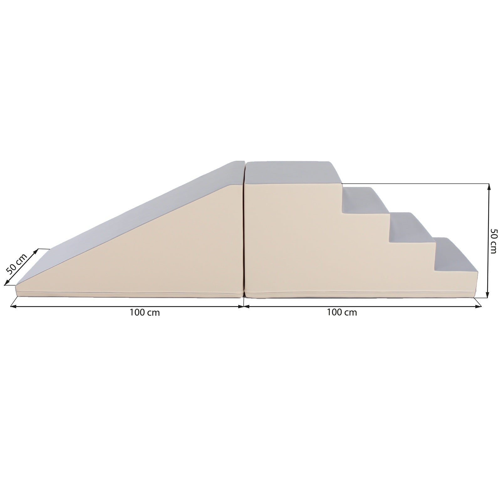 Soft Play Step and Slide Set - Beige and Grey