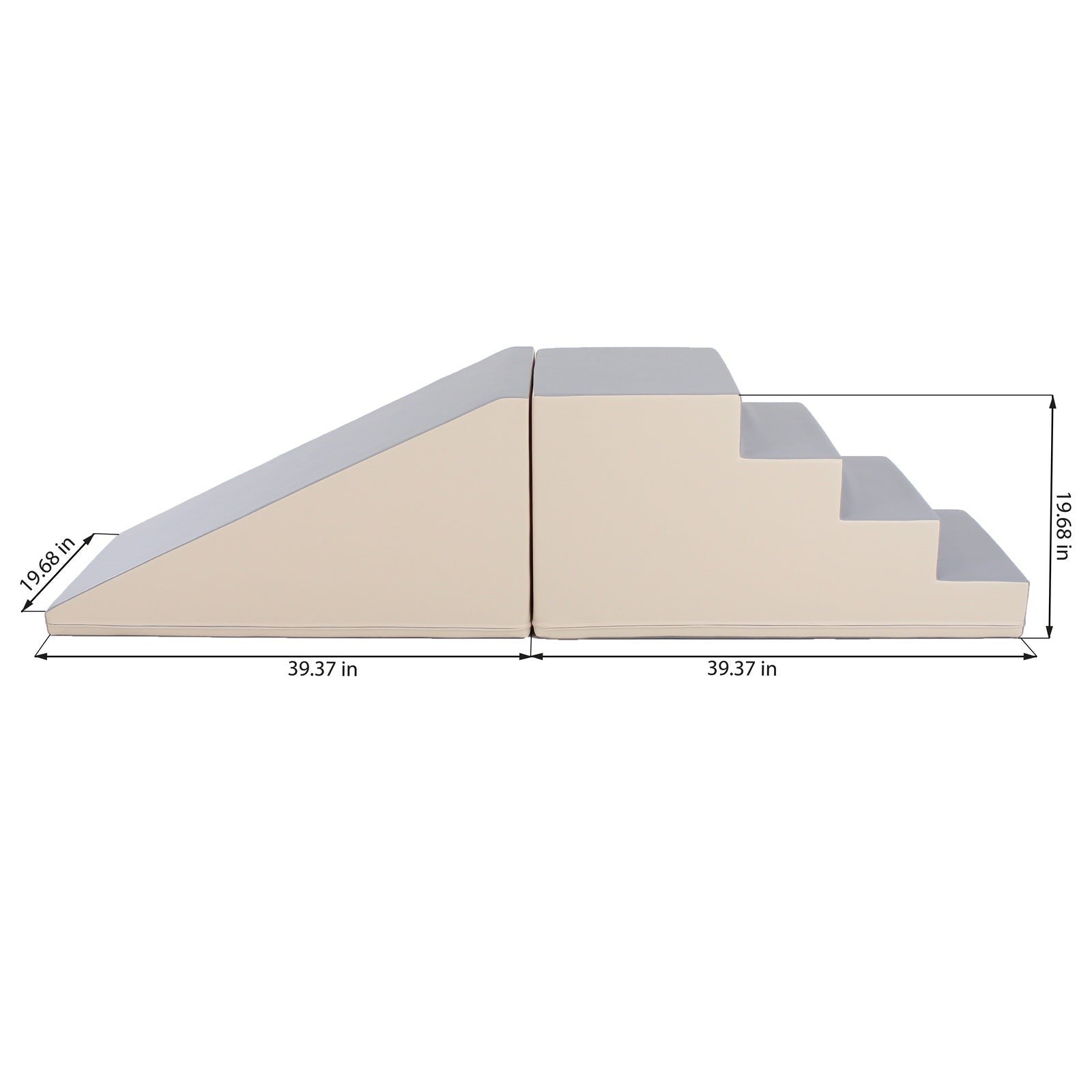 Soft Play Step and Slide Set - Beige and Grey