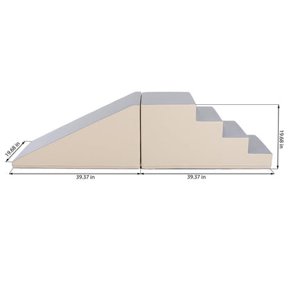 Soft Play Step and Slide Set - Beige and Grey