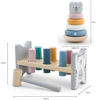 Wooden Pyramid + Punching Hammer Set - Polar Bear